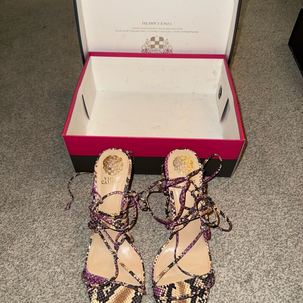 Vince Camuto Strappy Purple and Gold Heels